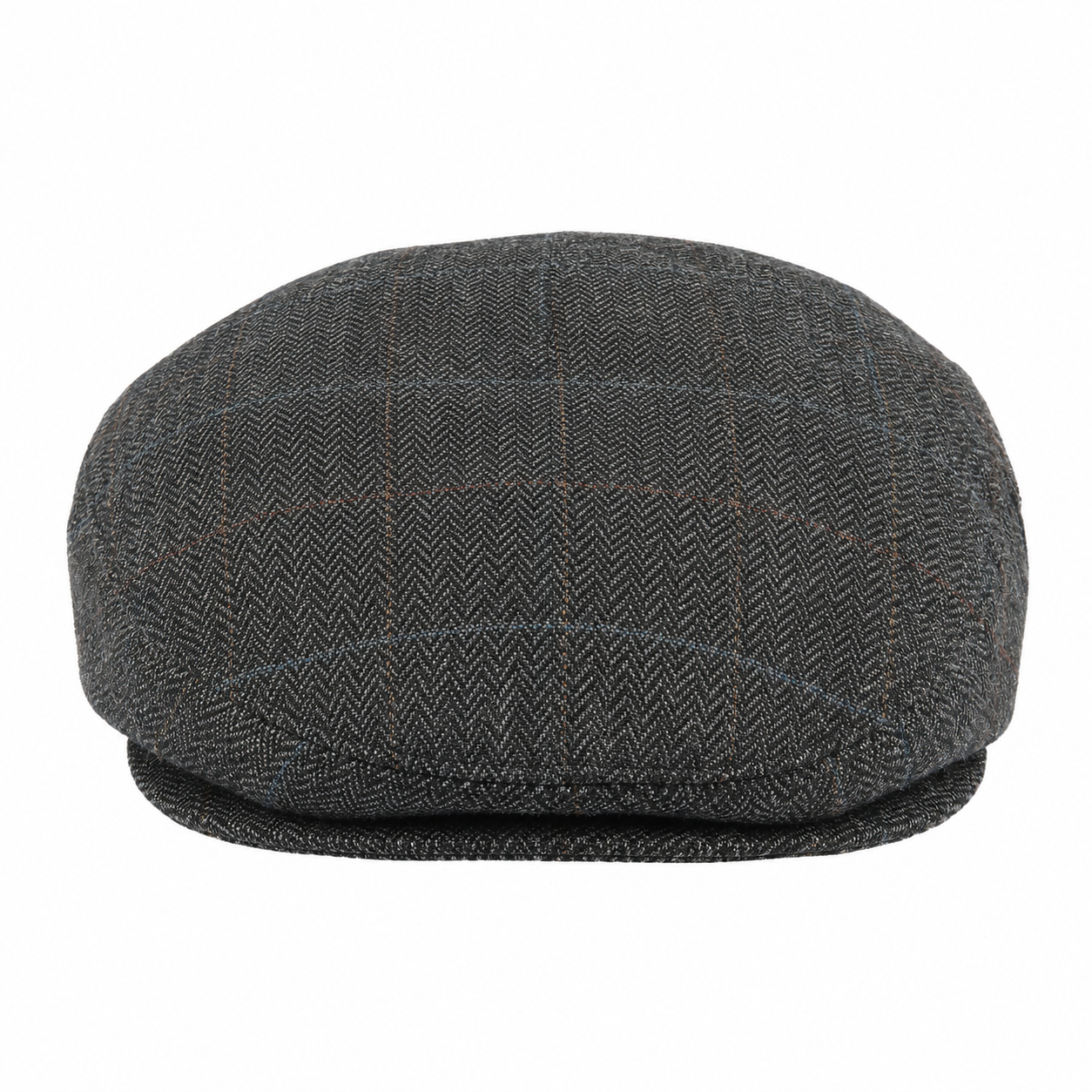Charcoal Herringbone Flat Cap