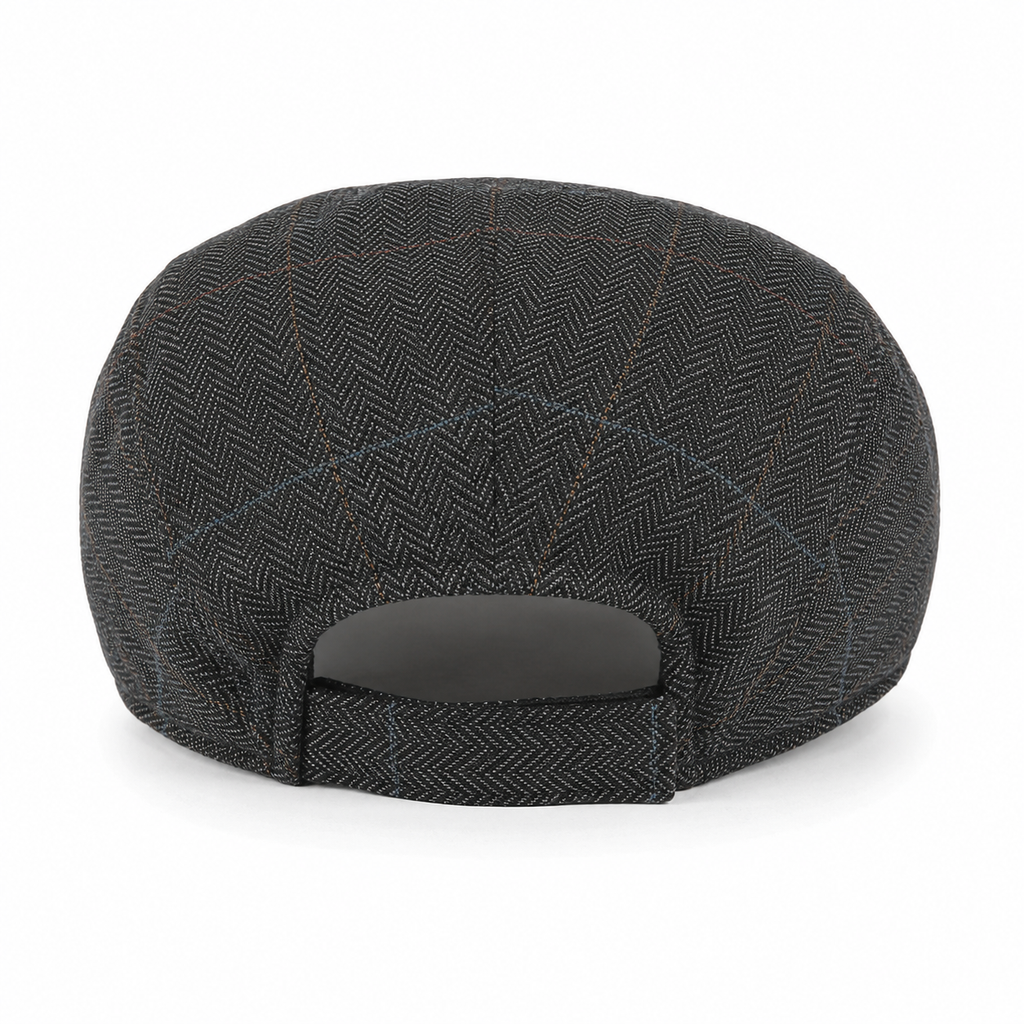Charcoal Herringbone Flat Cap