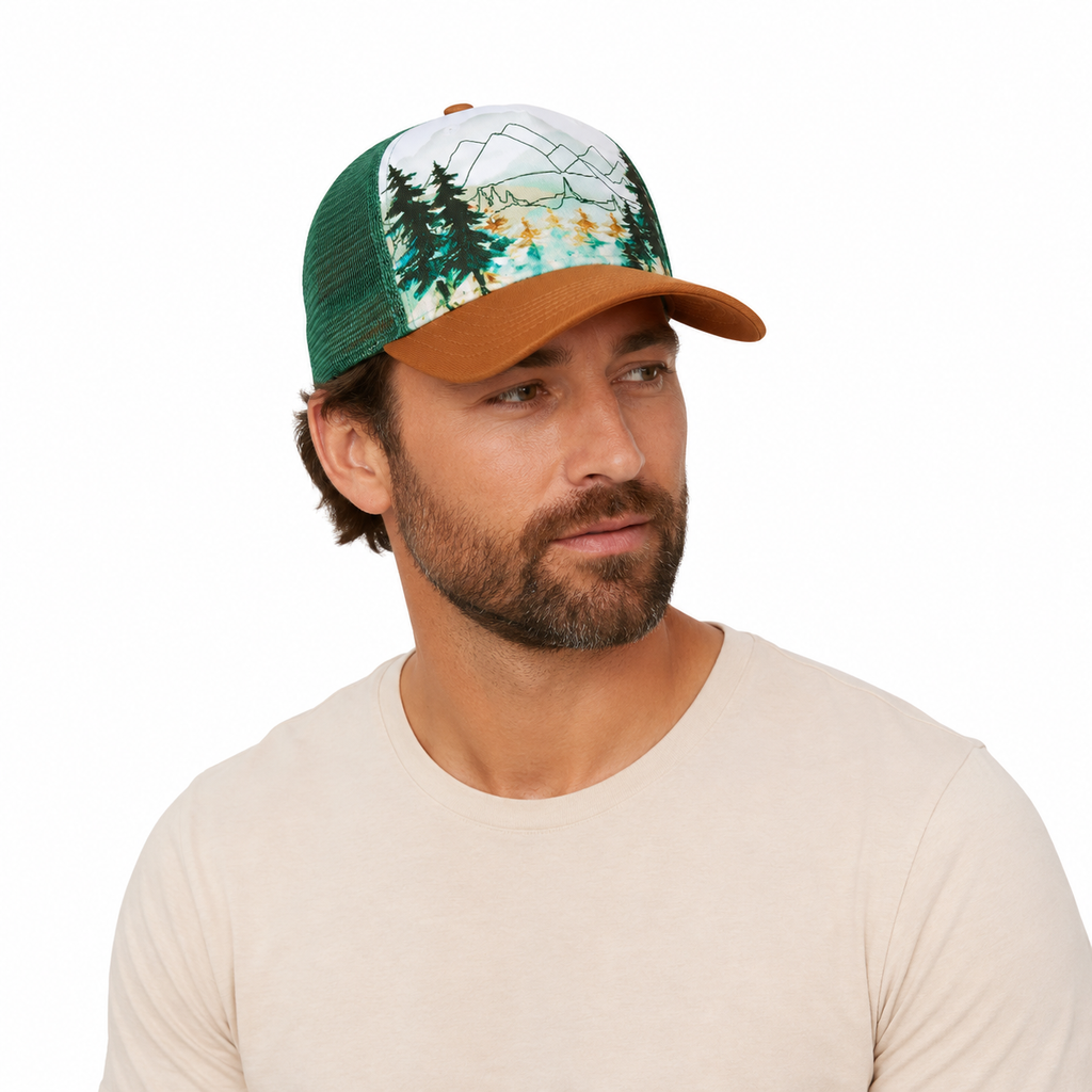 Landscape Print Mesh Trucker Cap