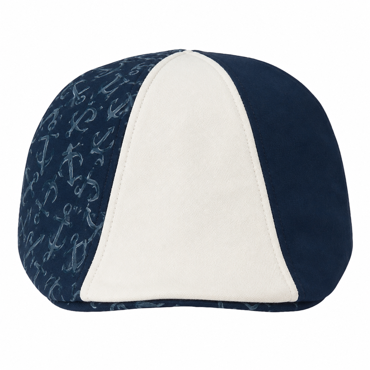 Navy Patterned Flat Cap