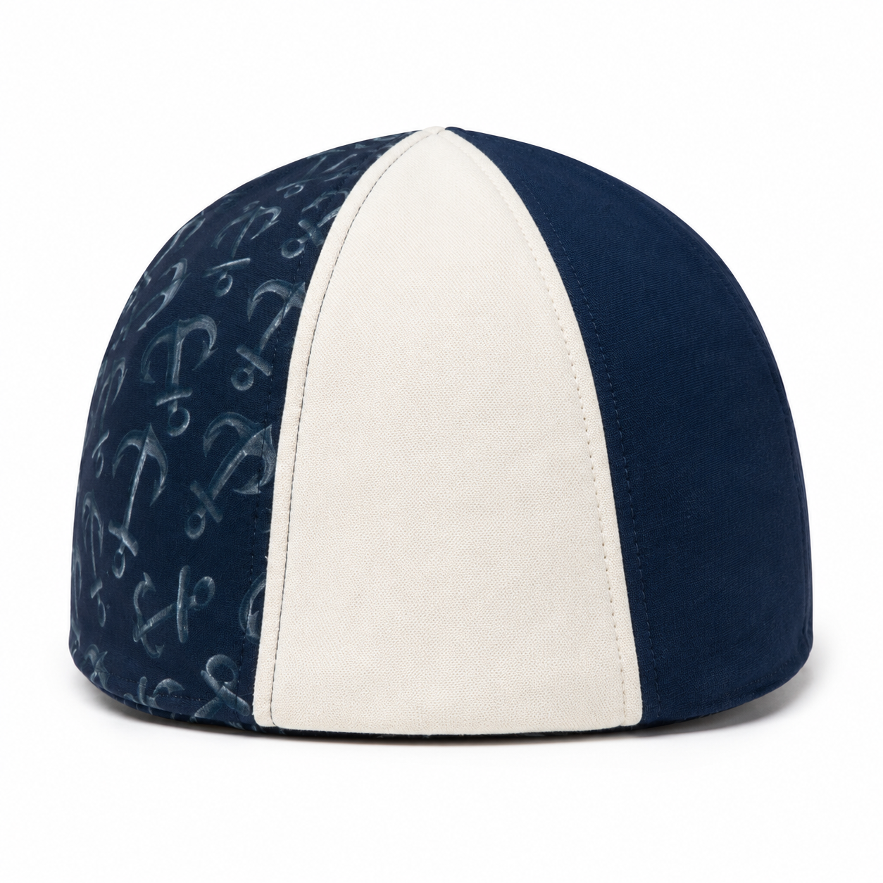 Navy Patterned Flat Cap