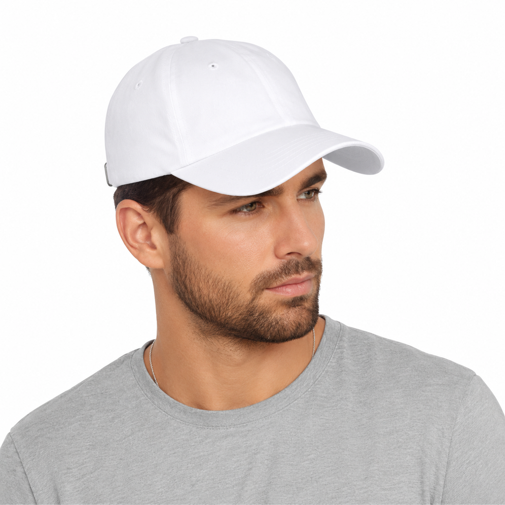 White Adjustable Baseball Cap